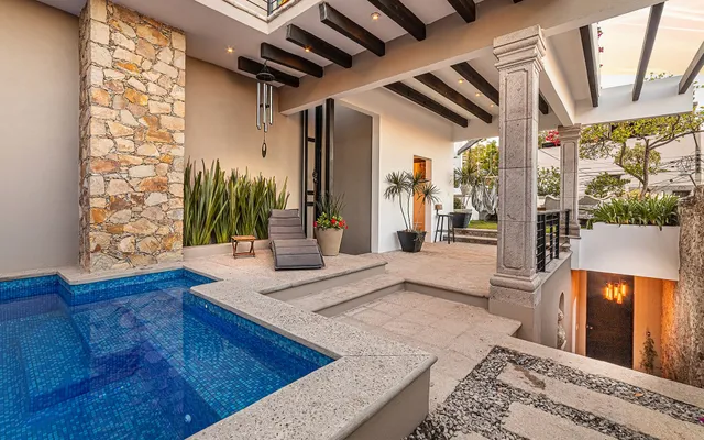 a living room with a large window