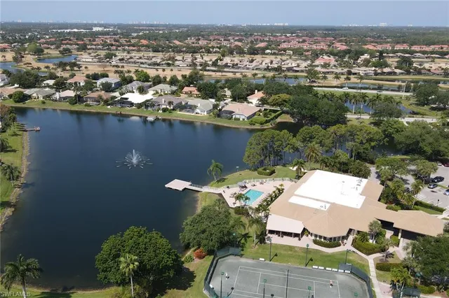 an aerial view of a house with a outdoor space