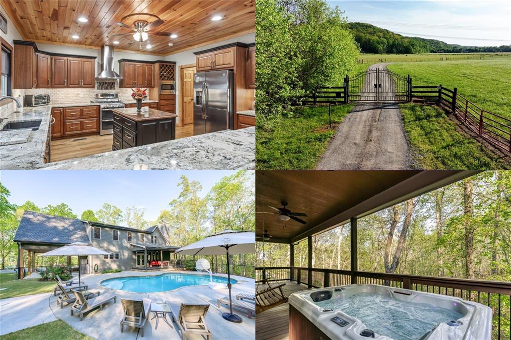 a view of swimming pool with outdoor seating and plants