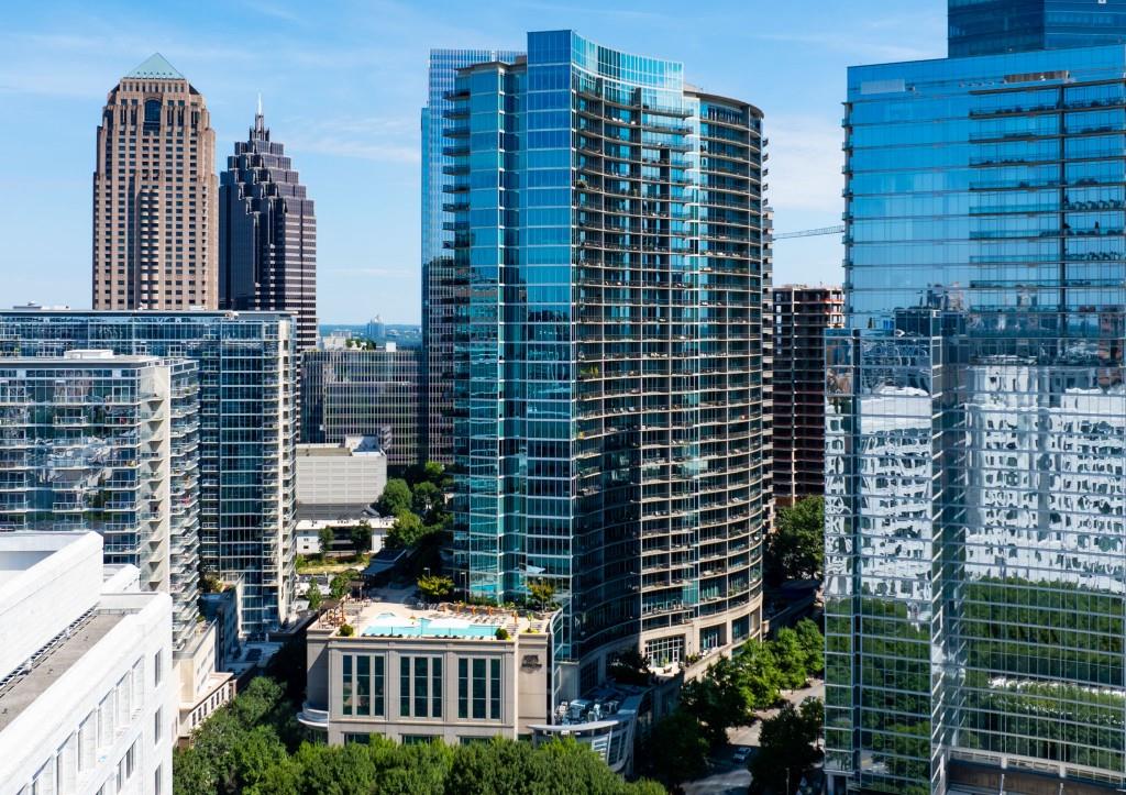 1080 Peachtree Street Northeast, Unit 1012 Atlanta, GA 30309 - Photo 29 of 46 a view of a city with tall buildings