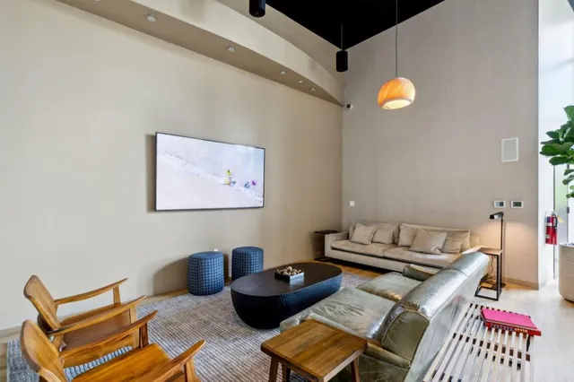 a building view with sitting space and garden space