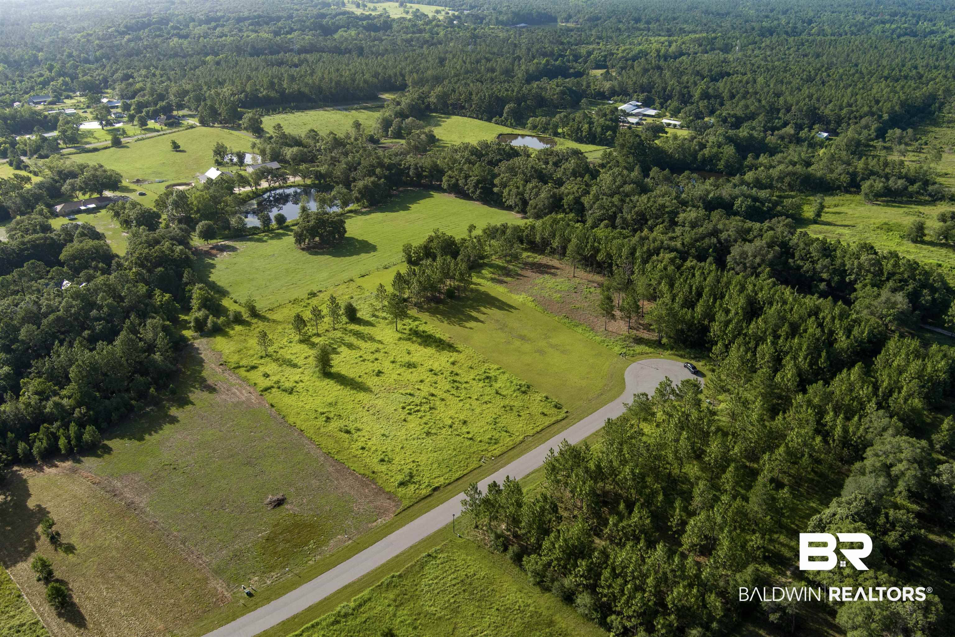 54 Hampton Ridge Mobile, AL 36608 - Photo 17 of 23 Aerial view of property's location featuring a heavily wooded area and rural landscape