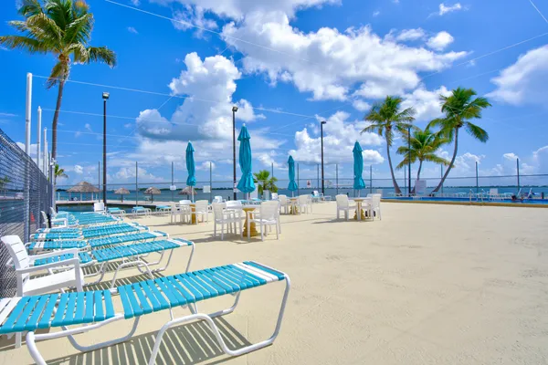 a view of a water with an outdoor space