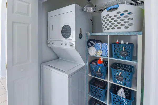 a utility room with dryer and washer