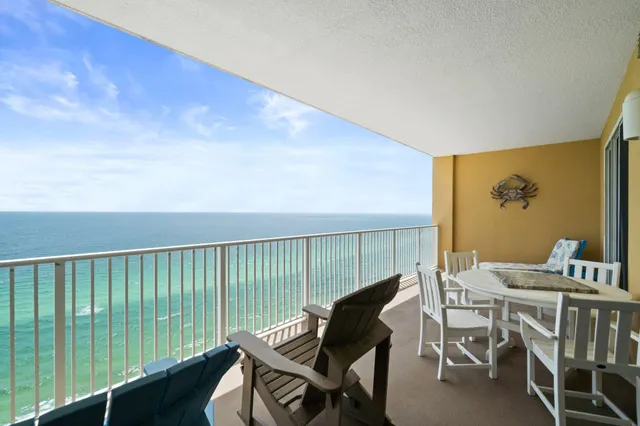a view of an ocean from a balcony