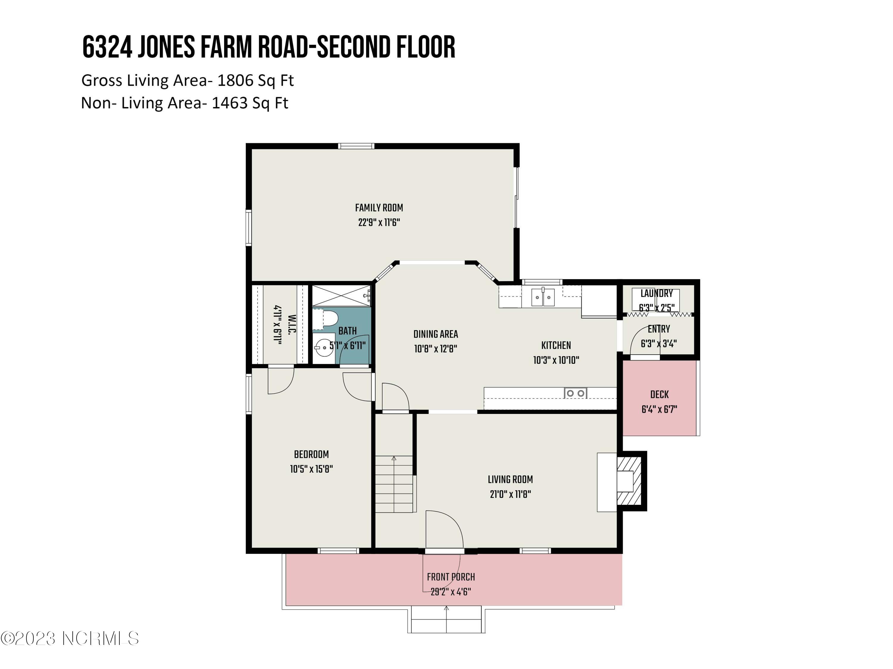 6324 Jones Farm Road Wake Forest, NC 27587 - Photo 33 of 35 2nd_floor_dimensions_6324_jones_farm_roa