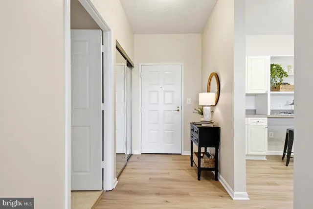 a view of a bathroom from the hallway