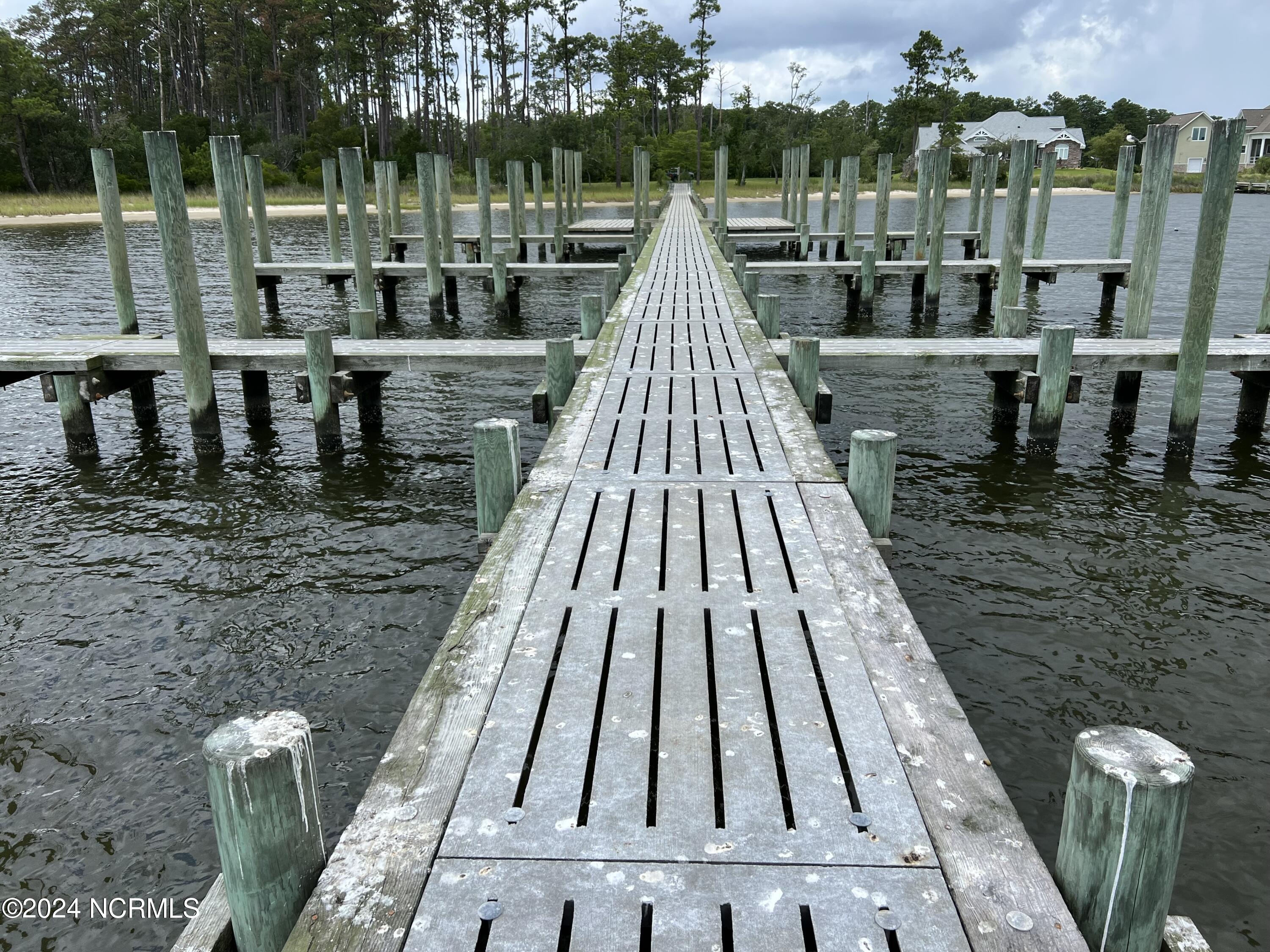 View of concrete boat slips