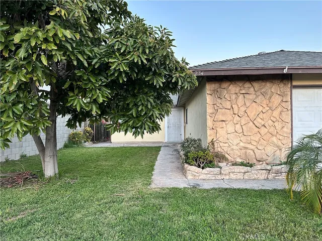 a view of a house with a backyard