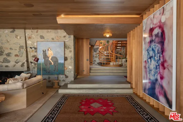 a entryway with a rug