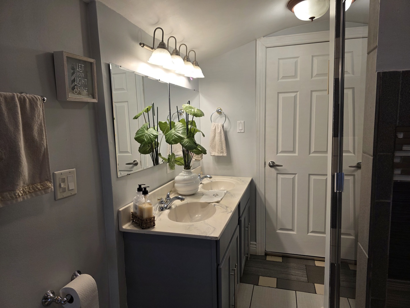 38433 North 5th Avenue Spring Grove, IL 60081 - Photo 14 of 44 a bathroom with a sink a potted plant and a mirror