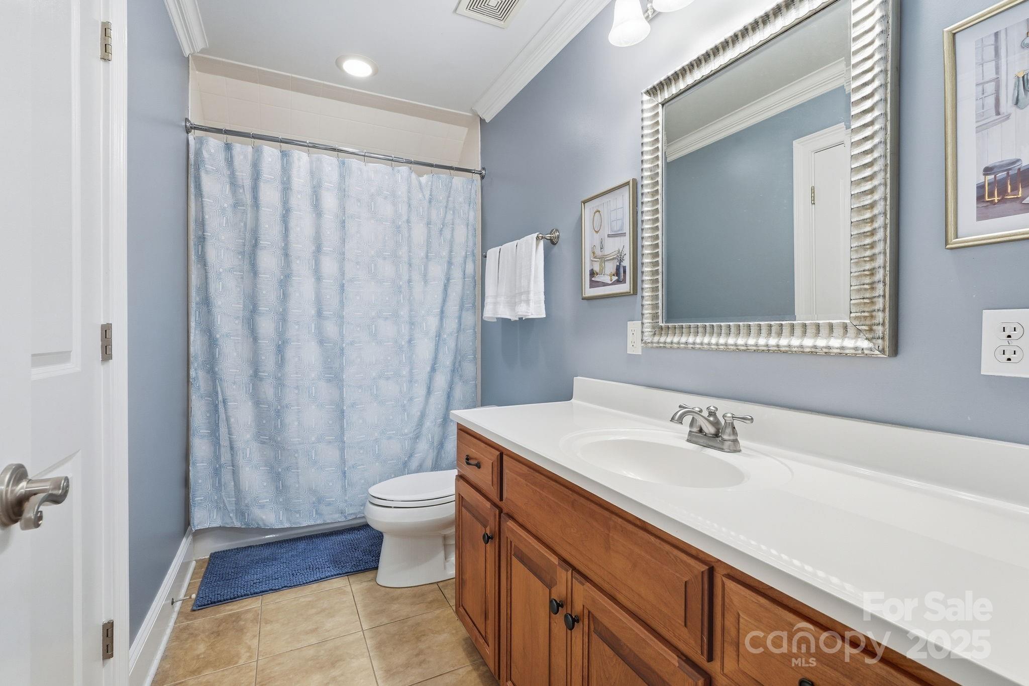 405 St Andrews Road Statesville, NC 28625 - Photo 21 of 37 a bathroom with a sink a toilet and shower curtain