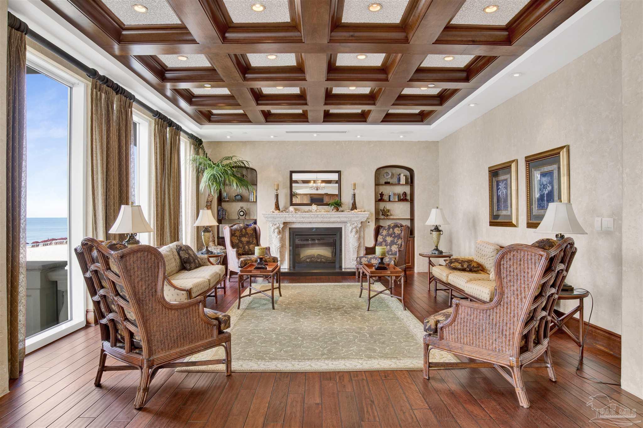 14455 Perdido Key Drive, Unit 601 Perdido Key, FL 32507 - Photo 47 of 62 a living room with furniture and a fireplace