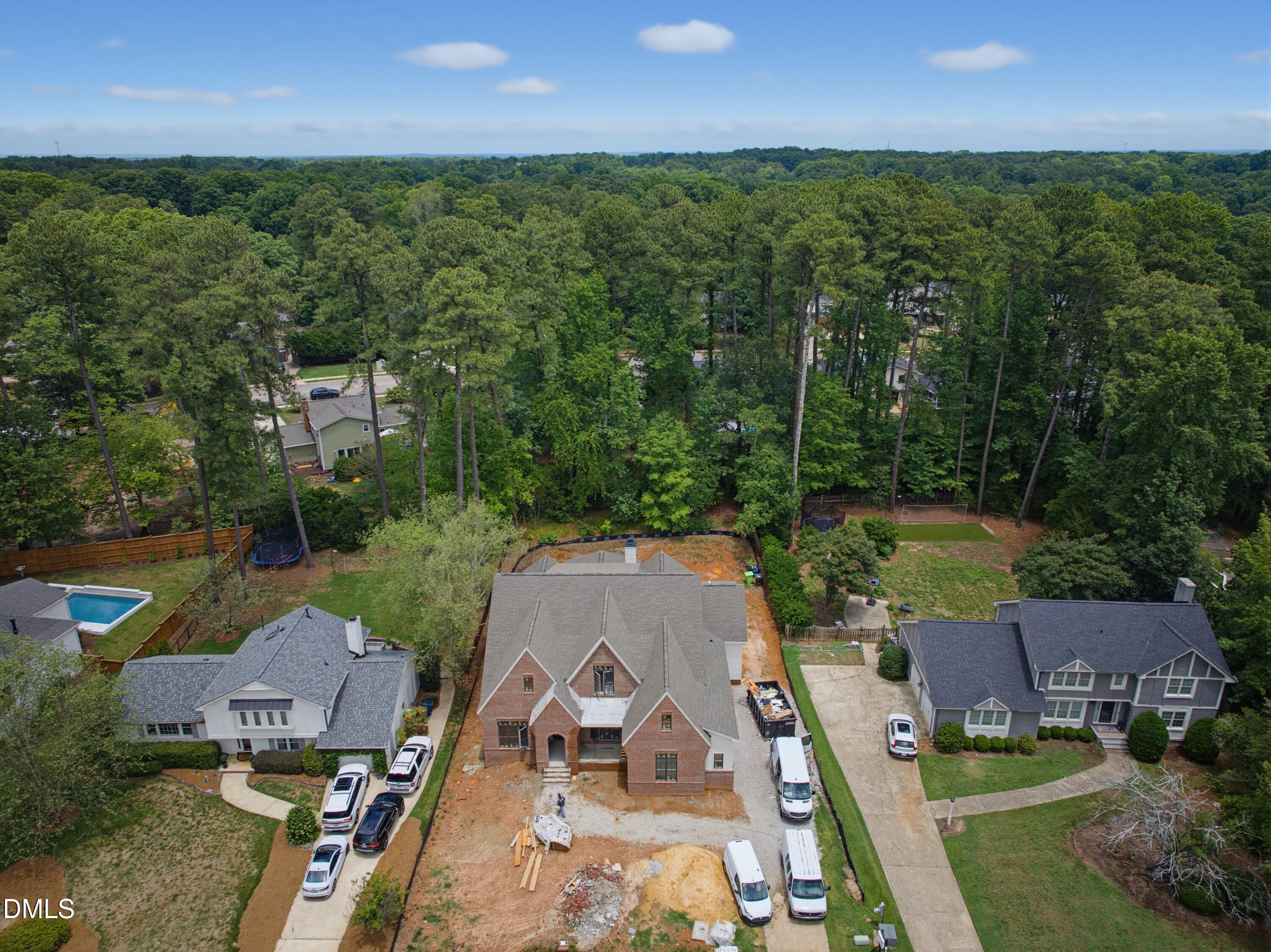 7508 Grist Mill Road Raleigh, NC 27615 - Photo 28 of 32 an aerial view of a house with a garden