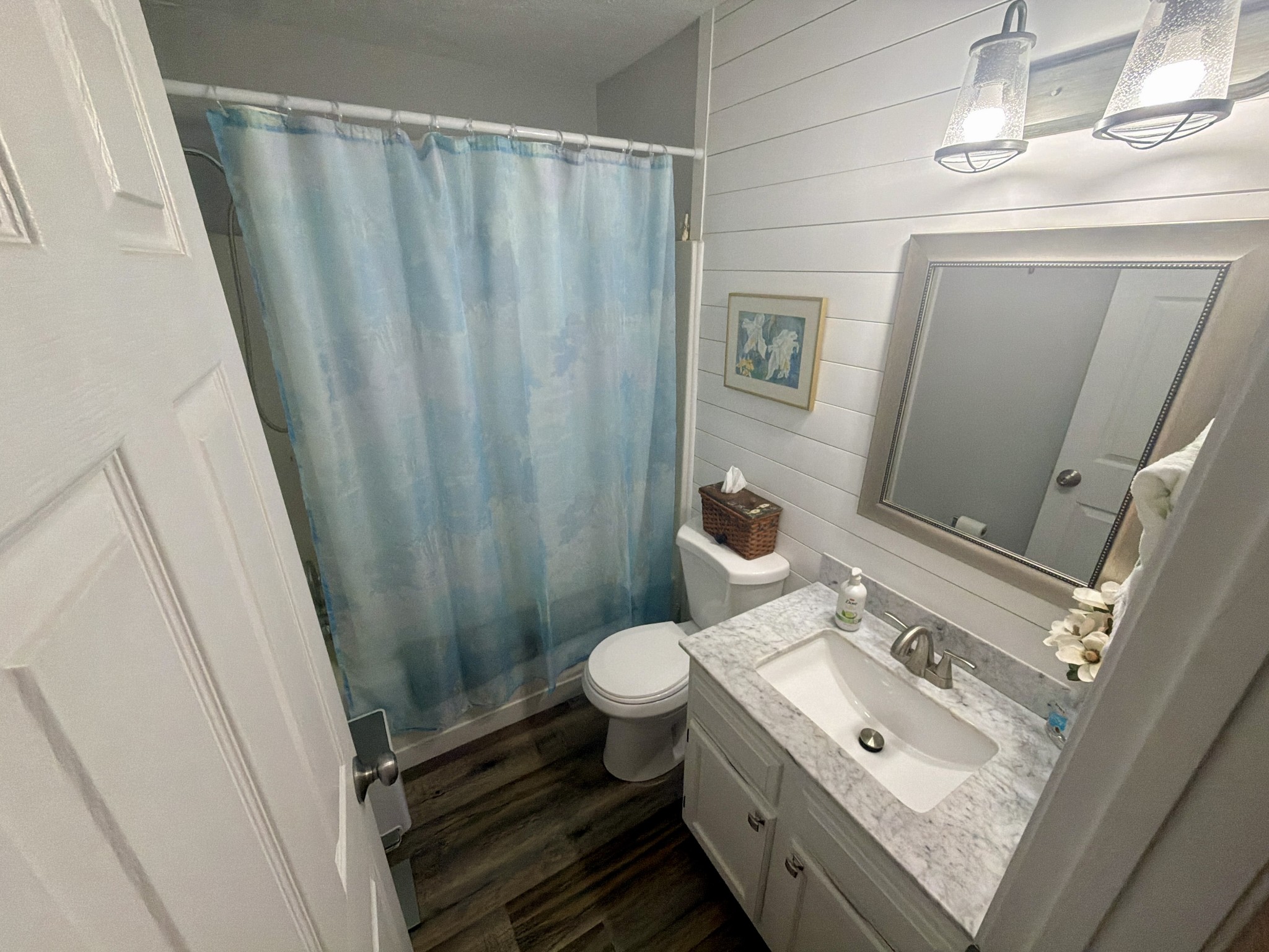 255 St Mary's Road Buffalo Valley, TN 38548 - Photo 33 of 61 a bathroom with a sink a toilet a mirror and shower curtain