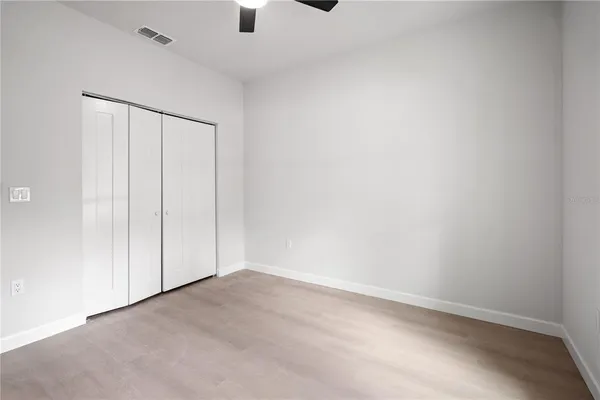 an empty room with closet