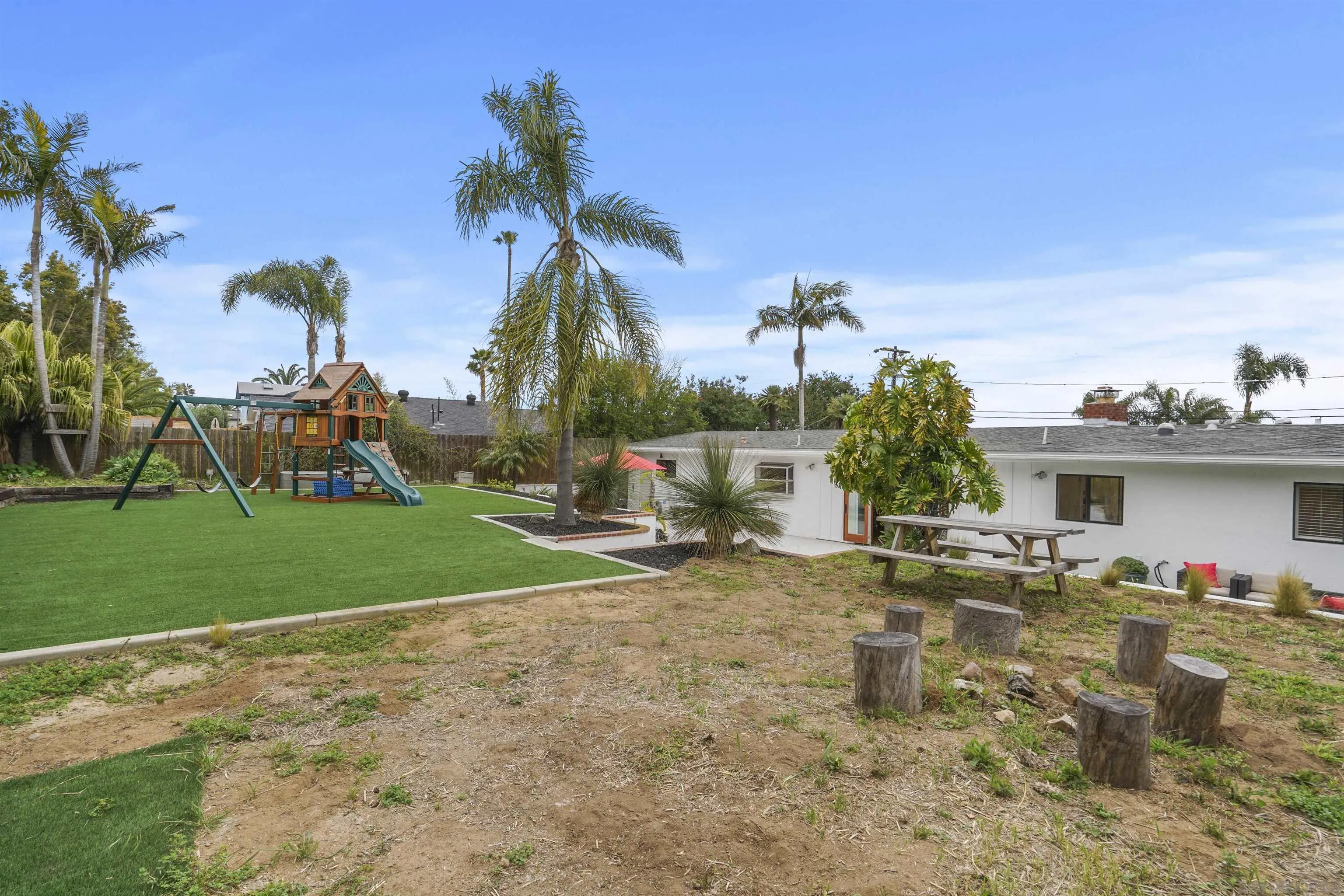 1235 Blue Sky Drive Cardiff, CA 92007 - Photo 25 of 35 a view of a house with a backyard and a garden