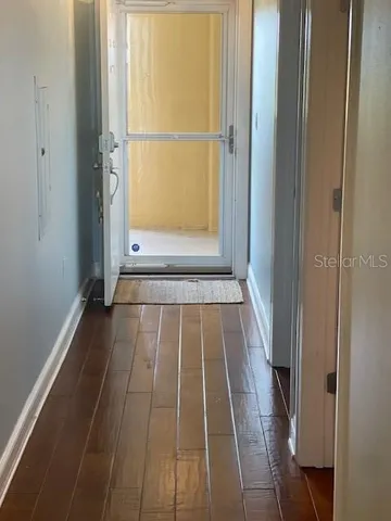 a view of wooden door