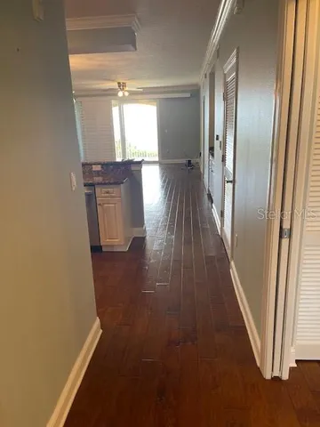 a view of a city skyline from a balcony