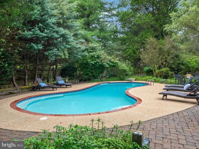 a view of a swimming pool with a lounge chair