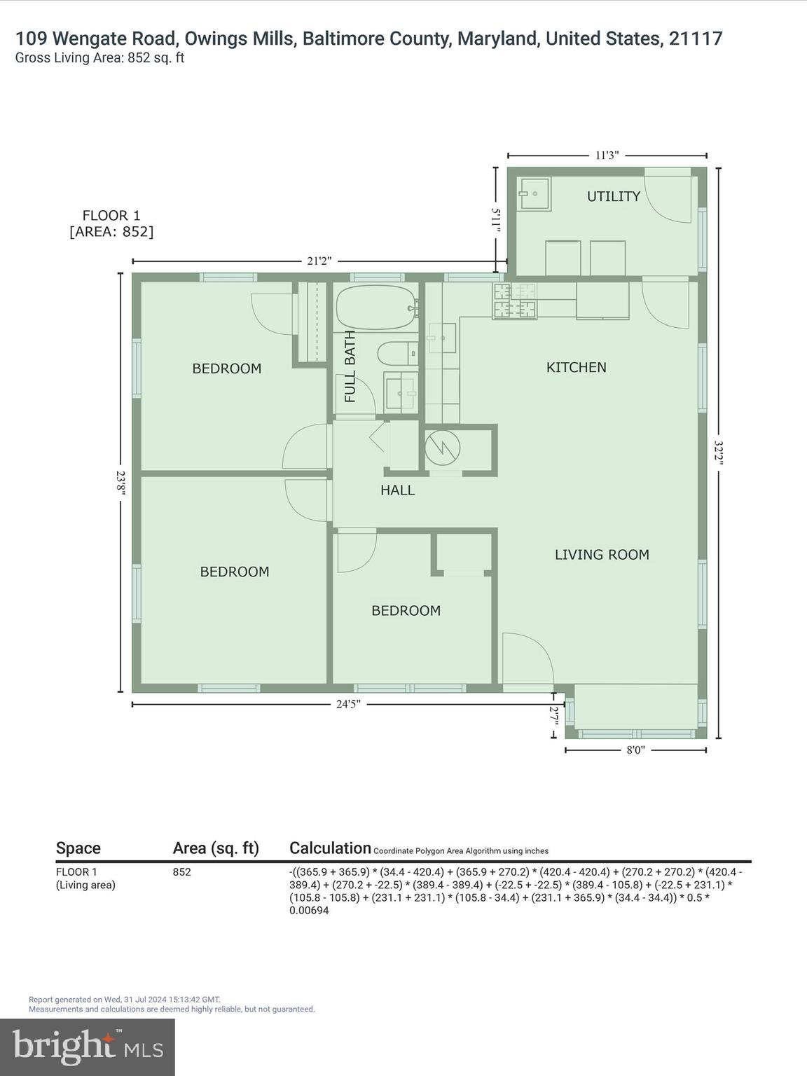109 Wengate Road Owings Mills, MD 21117 - Photo 27 of 27 GLA Floor Plan