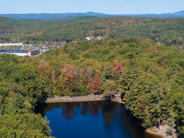 a view of a lake with a mountain