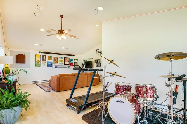 a room with musical instruments