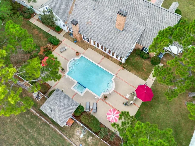 an aerial view of a house