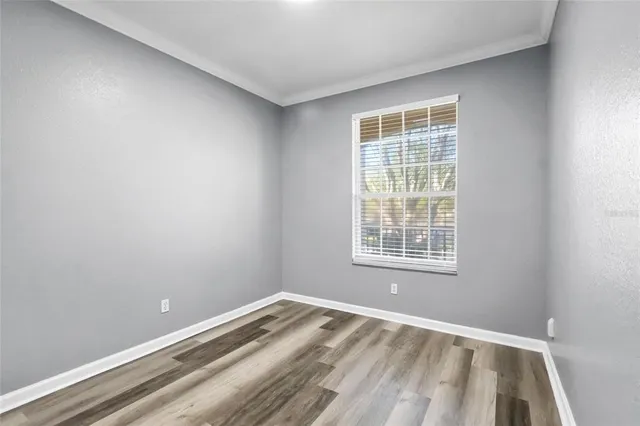 a view of a room with a window