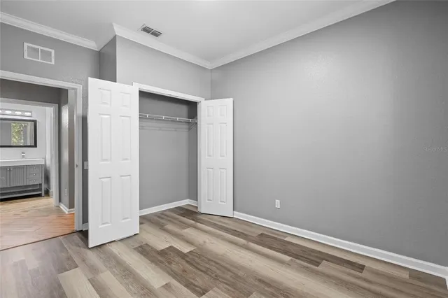 an empty room with a workbench