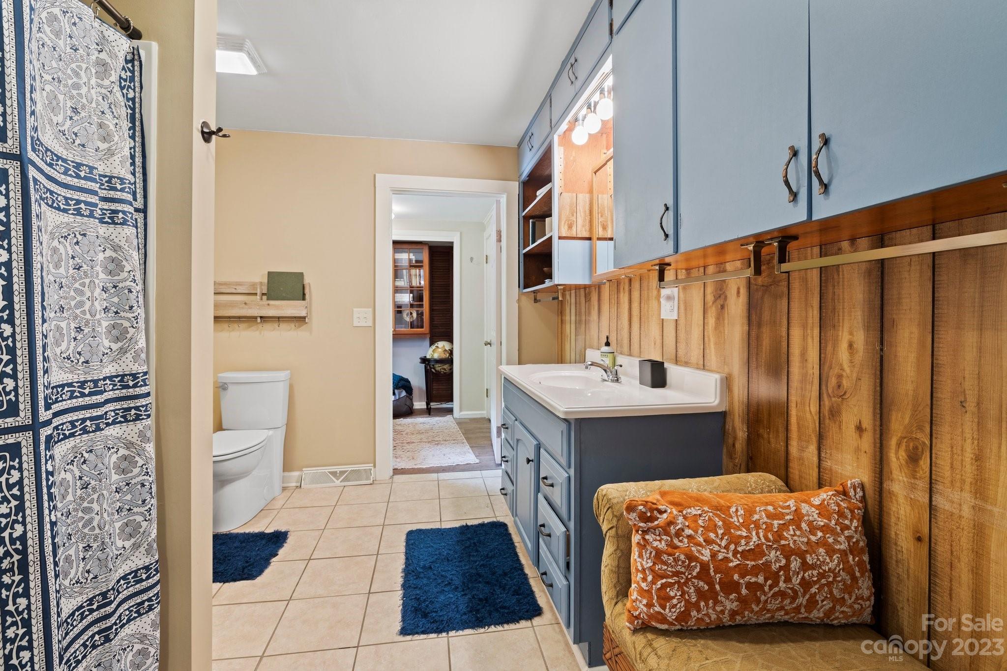 1545 Brevard Road Asheville, NC 28806 - Photo 18 of 43 a bathroom with a sink a mirror and a shower