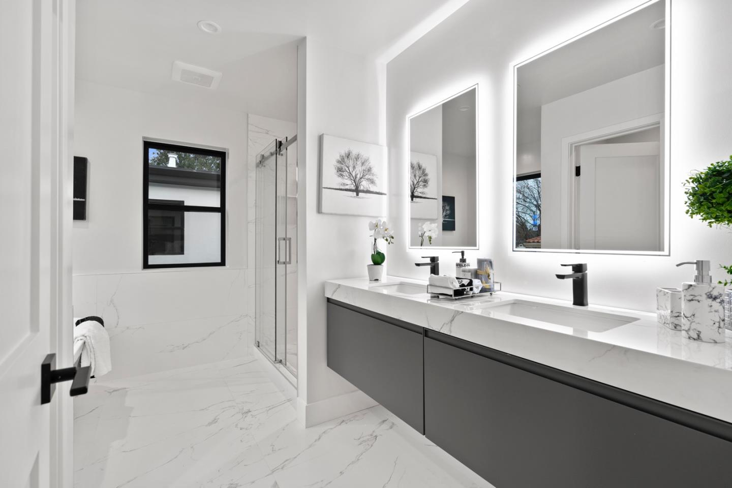 719 East Homestead Road Sunnyvale, CA 94087 - Photo 21 of 47 a bathroom with a double vanity sink and mirror