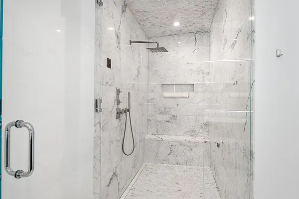 a bathroom with a shower