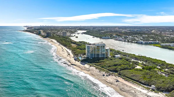 a view of a city and ocean view