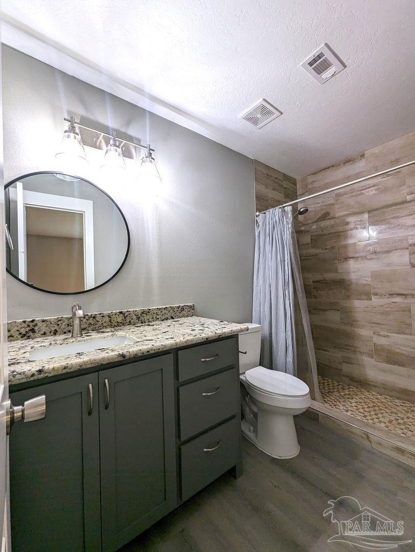 6045 Hamilton Bridge Road Milton, FL 32570 - Photo 20 of 31 a bathroom with a sink toilet a mirror and vanity