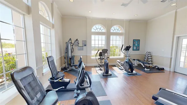 a view of a room with gym equipment