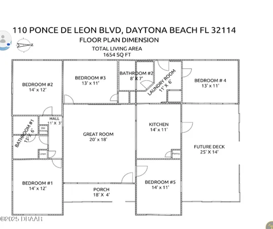 $800 | 110 Ponce De Leon Boulevard, Unit BDRM3, Daytona Beach, FL 32114