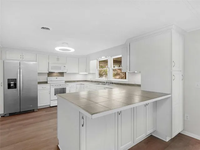 an empty room with windows