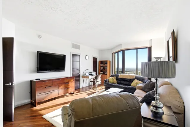 a view of a city from a balcony