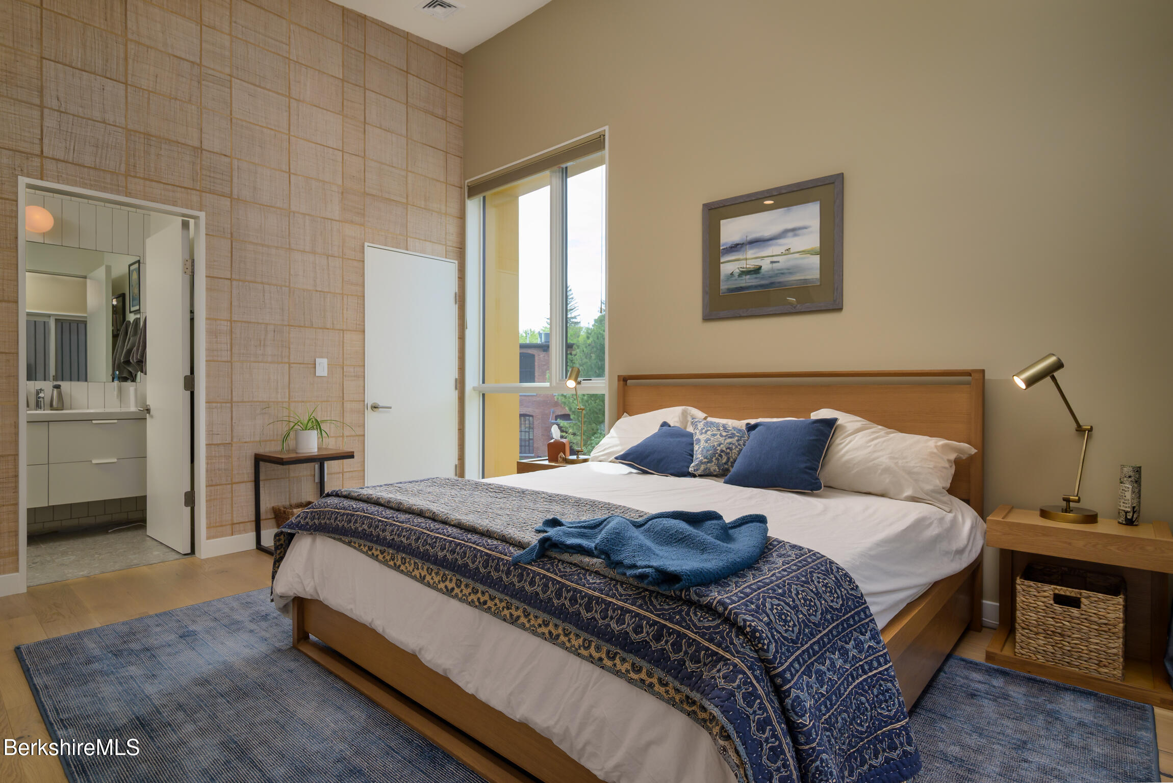 8 River Run Road, Unit 8 Williamstown, MA 01267 - Photo 31 of 38 Bedroom with Grasscloth wall accent