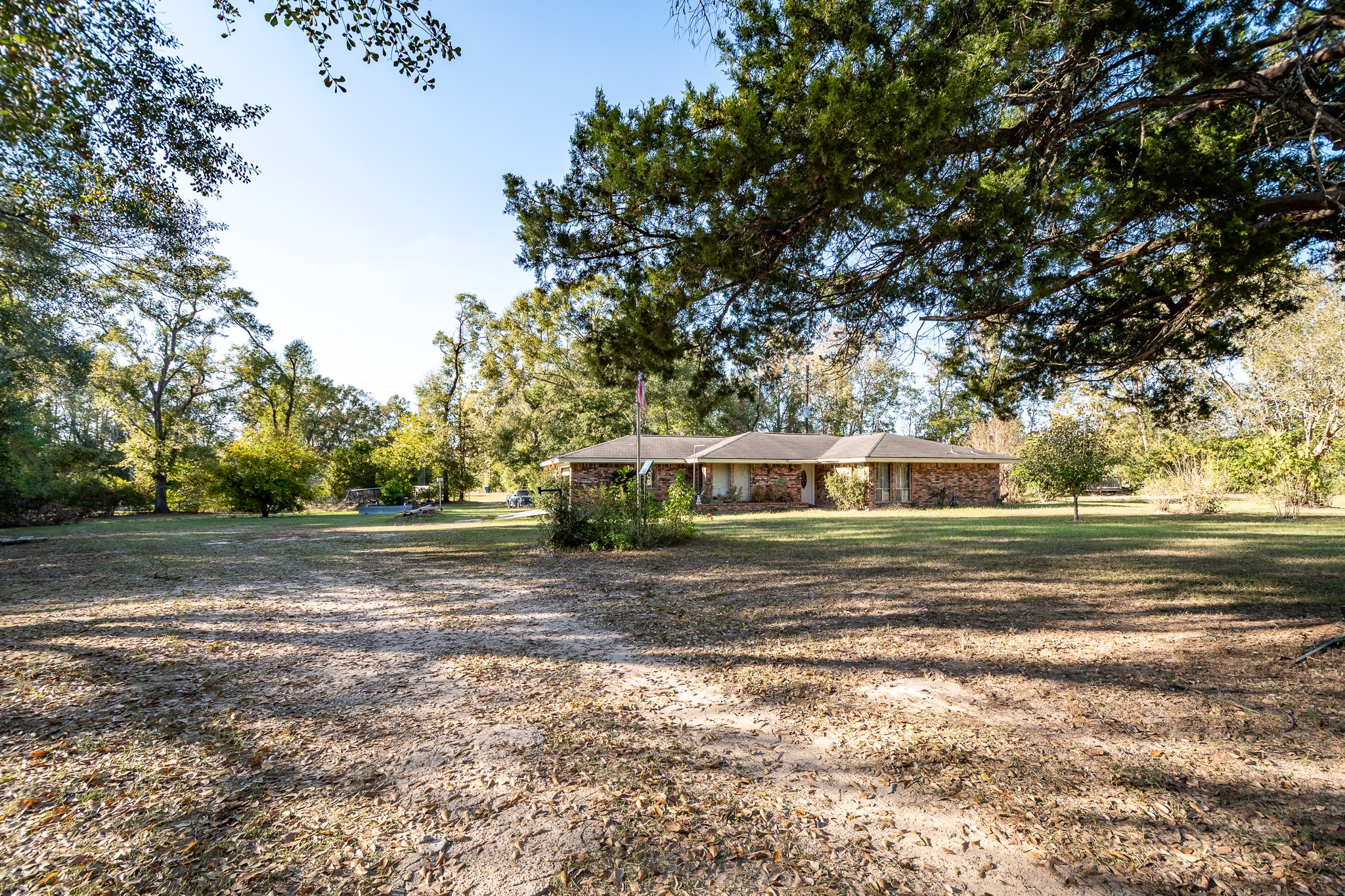 14144 Old Highway 59N Splendora, TX 77372 - Photo 3 of 24 a front view of a house with a yard and trees