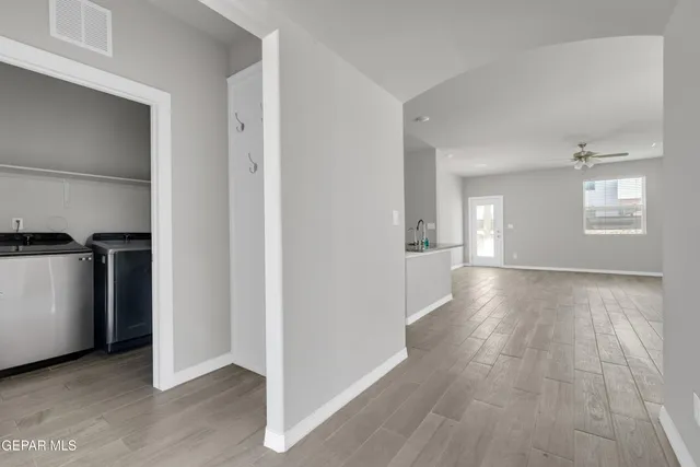 an empty room with closet