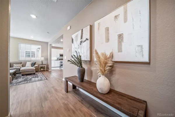 a living room with furniture