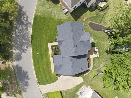 an aerial view of a house