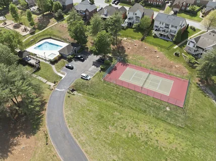 an aerial view of a house