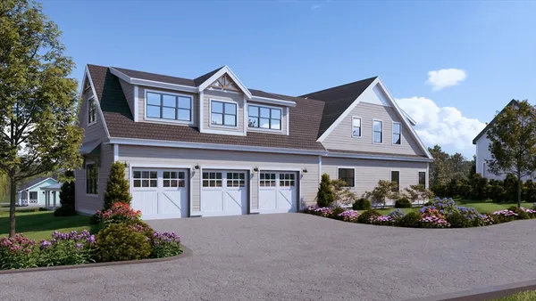 front view of a house with a yard