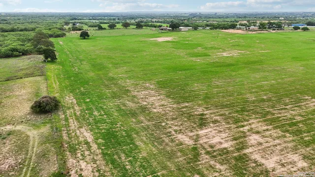 a view of a field with an ocean