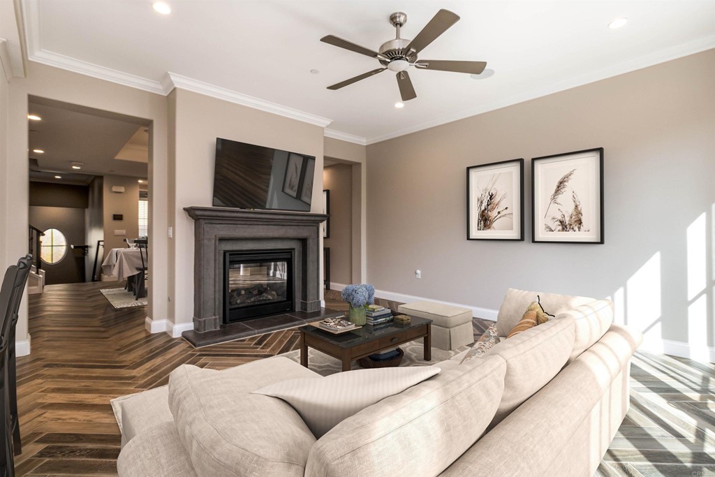 728 Silver Street La Jolla, CA 92037 - Photo 3 of 44 a living room with furniture and a fireplace