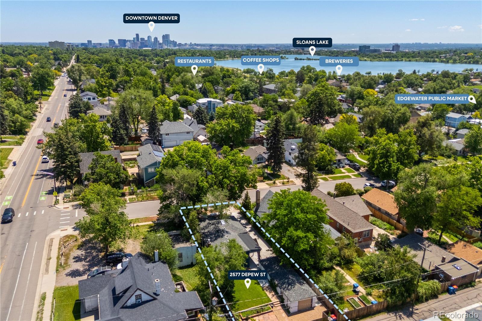 2577 Depew Street Edgewater, CO 80214 - Photo 2 of 47 an aerial view of residential houses with outdoor space and trees