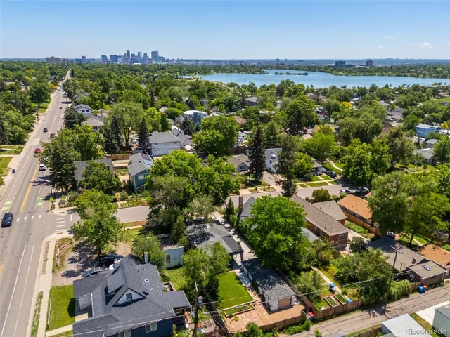 an aerial view of a city with houses